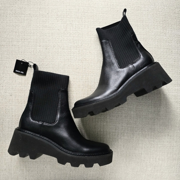 DOLCE VITA Hoven Boots Women's Black Platform Chelsea Lug Combat Size 8.5 NWT - Picture 7 of 12